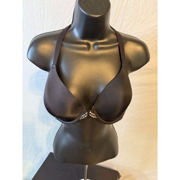 Maidenform Womens Black Lacy Back Underwire Bra Size 36D Front Clasp Hook - Picture 1 of 3